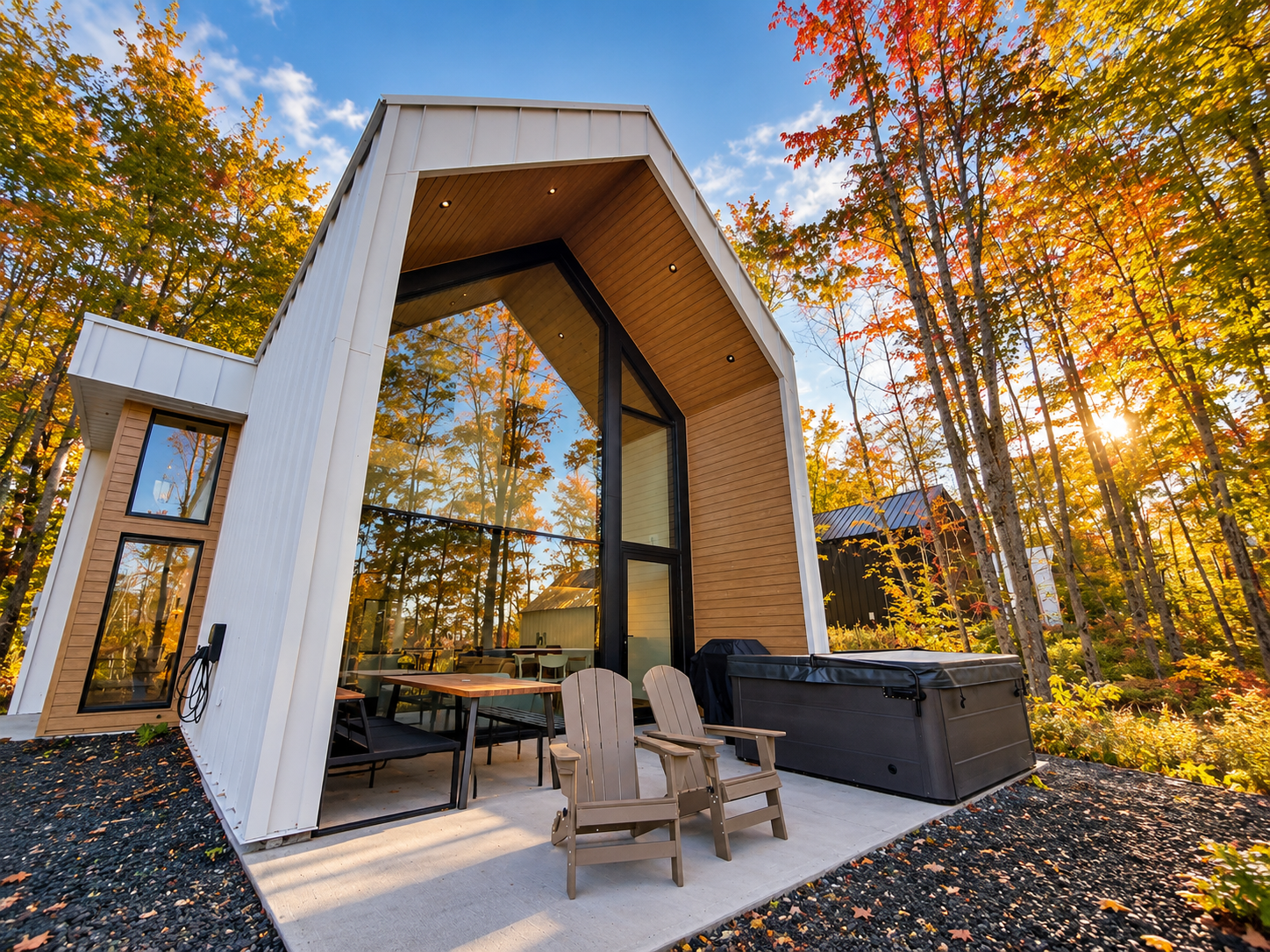 Nouveau chalet scandinave Cantons-de-l'Est automne